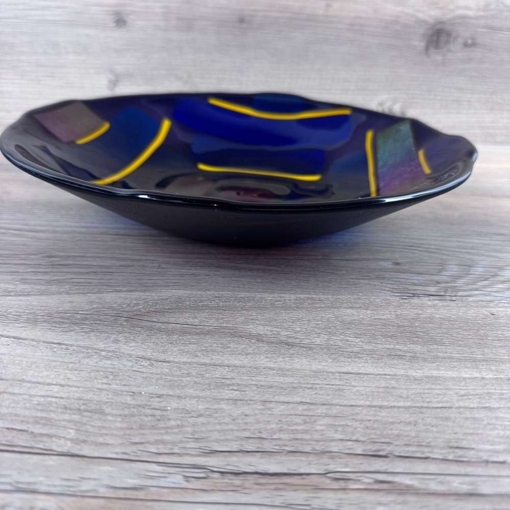Abstract Fused Glass Art Bowl Accent bowl catch all bowl - Picture 3 of 9